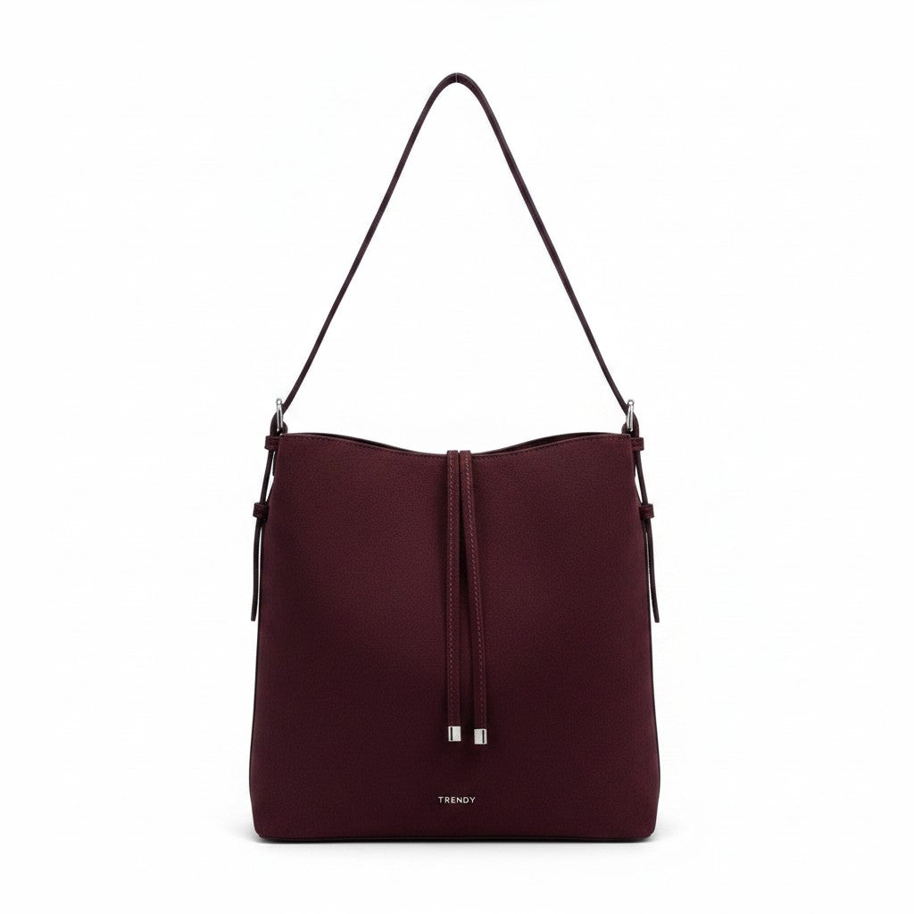Cartera WISHFUL Trendy color bordó de PU mate con correa regulable y diseño minimalista