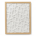 Cuadro decorativo WISHFUL de 50x40 cm con relieve blanco abstracto y marco de madera de bambú natural.
