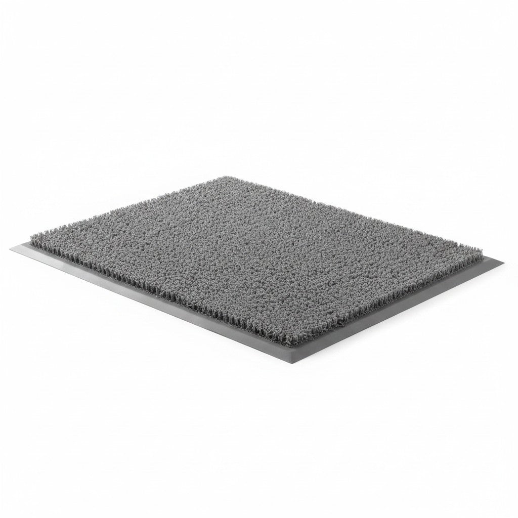 Felpudo gris WISHFUL de 60x90 cm con superficie texturizada y base antideslizante para entrada