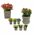 Conjunto de macetas de piedra WISHFUL con plantas artificiales de colores variados en diferentes tamaños