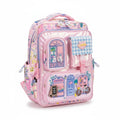 Mochila escolar WISHFUL de 16 pulgadas en color rosa con diseño estampado de casitas y detalles brillantes