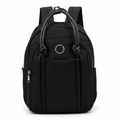 Mochila negra WISHFUL con asas de cordón trenzado, compartimento frontal y diseño moderno y funcional.