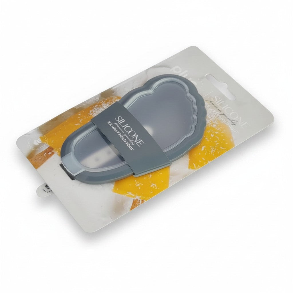 Molde de silicona para helado con forma de pie de la marca WISHFUL en su empaque original de cartón