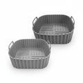 Dos moldes cuadrados de silicona gris WISHFUL de 20x7cm para freidora de aire con asas laterales