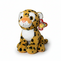 Peluche de leopardo WISHFUL de 25 cm con manchas negras, pelaje suave y ojos brillantes sobre fondo blanco