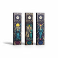Tres cajas de sahumerios WISHFUL con ilustraciones de Tarot de Marsella en tonos azul oscuro y dorado