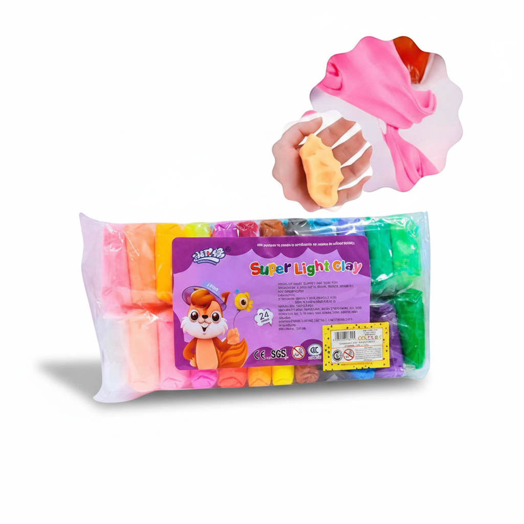 Set de 24 masas WISHFUL de colores vibrantes, arcilla ligera y moldeable ideal para manualidades infantiles