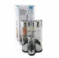 Set de 4 piezas WISHFUL con aceitera, vinagrera, salero y pimentero de vidrio y acero inoxidable con soporte