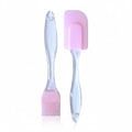 Set de espátula y pincel de silicona rosa WISHFUL con mangos de acrílico transparente para repostería